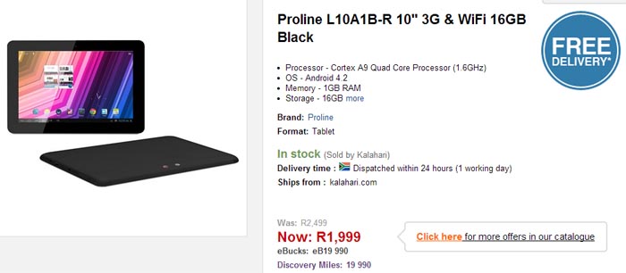 Proline tablet special from Kalahari