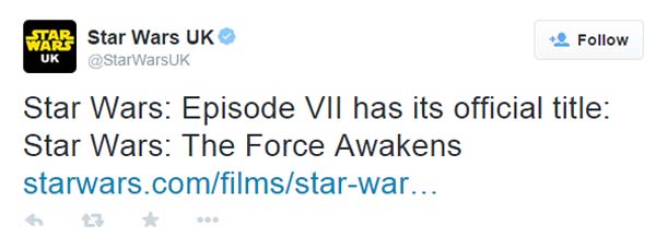 Star Wars The Force Awakens Tweet