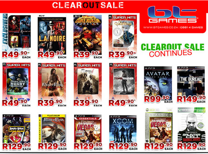 BT Games Clearout sale
