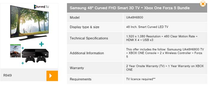 Xbox one and 48 inch TV bundle