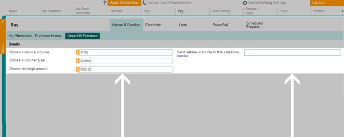 Buying airtime online is a similar process with most South African banks.