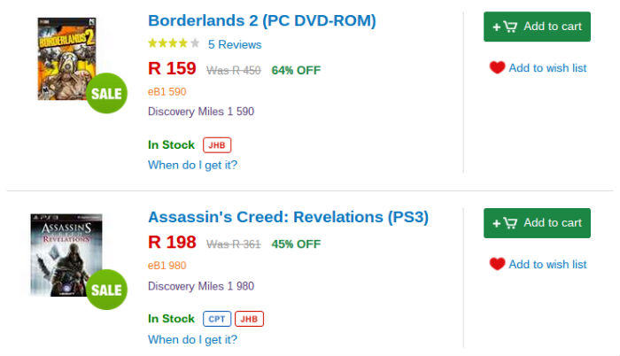 game specials from Takealot