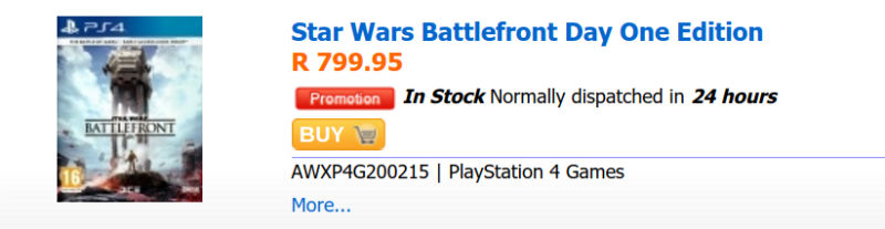 Star Wars Battlefront PS4 AWX
