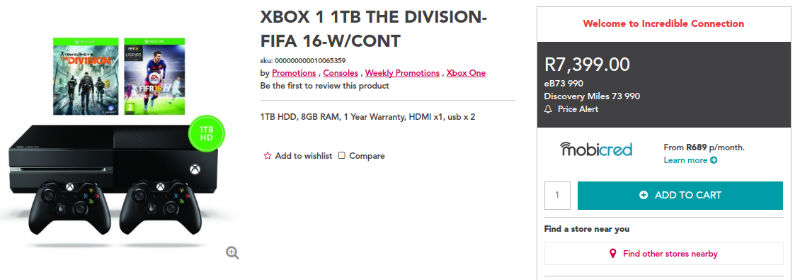 Xbox One bundle Incredible Connection